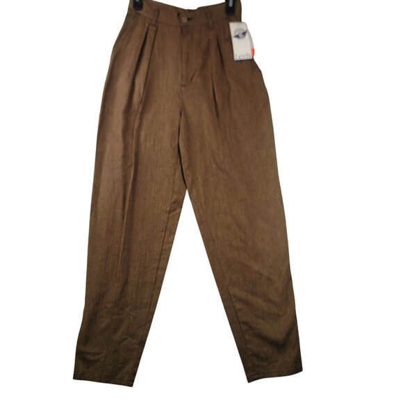 Levis Dockers Kilm Tapestry Vintage 90s Pleated Pants Size 8 Brown Deadstock New - Picture 1 of 10